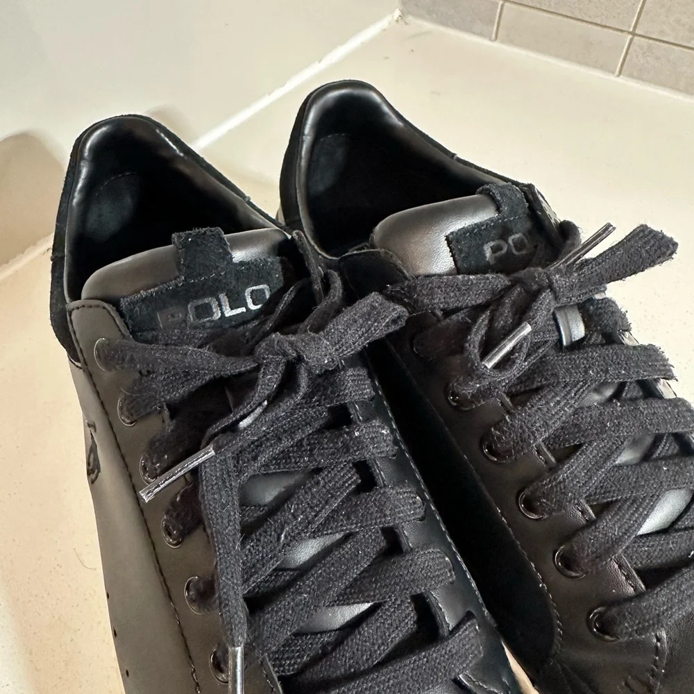Polo by Ralph Lauren Men's Black Leather Sneakers
